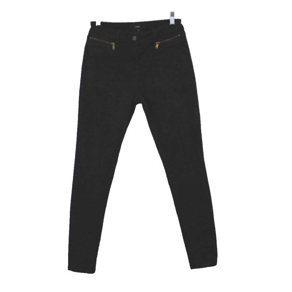 NEXT Pants Womens Black UK 6R US 8 Stretch Skinny Goth Punk Streetwear Biker Emo